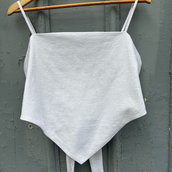 Hilary MacMillan White Linen Blend Handkerchief Tie Tank, BNWT, XL - Picture 4 of 10